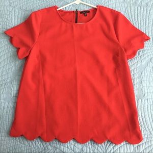 Red scalloped shirt - NWOT - never worn